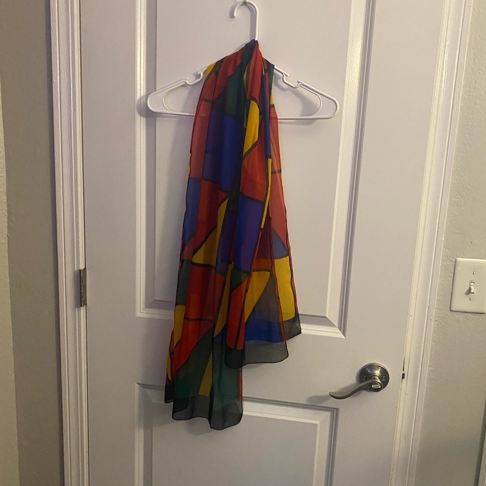 PRIMARY color geometric rainbow scarf
